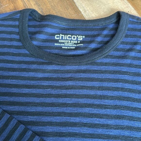 Chico’s SZ 0 striped long sleeve top - Picture 6 of 12
